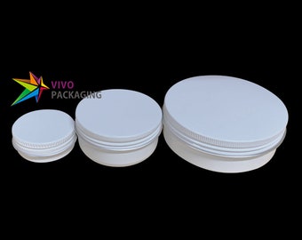 Glossy White Aluminium Tin and Screw Cap, Cosmetic Tin Balm Container, Small Tin Beauty Storage Box. Perfect for Lip Balms, Salves, Creams.