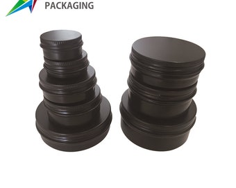 Matte Black Aluminium Tin and Screw Cap, Cosmetic Tin Balm Container, Small Tin Box for Storage. Perfect for Lip Balms, Salves, Creams.