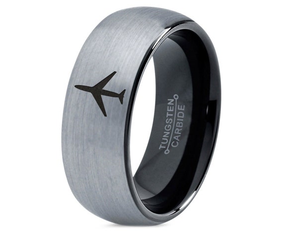 Airbus Flight Ring - Silver Wedding Rings for Men - Tungsten Rings