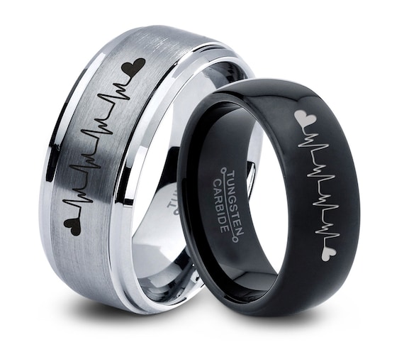 Tungsten Carbide Heartbeat Rings Tungsten Carbide Heartbeat Rings