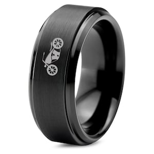 Engraved Motorbike Ring, Motorcycle Ring, Ring For Biker, Tungsten Rings For Men, Gifts For Her, Gifts For Him, Gifts For Boyfriend
