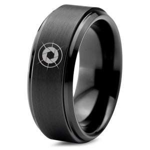 Kamera Fokus Objektiv Ring, Fotografen Geschenke, Damen Eheringe, Wolfram Band, Benutzerdefinierte Ring Männer, Versprechen Ring, Jahrestag Geschenke für Frau