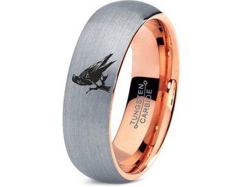 Anillo de banda de cuervo / Joyería de boda simple / Anillo de tungsteno para mujer / Anillo de compromiso / Regalo para aniversario / Regalos para parejas / Envío gratis