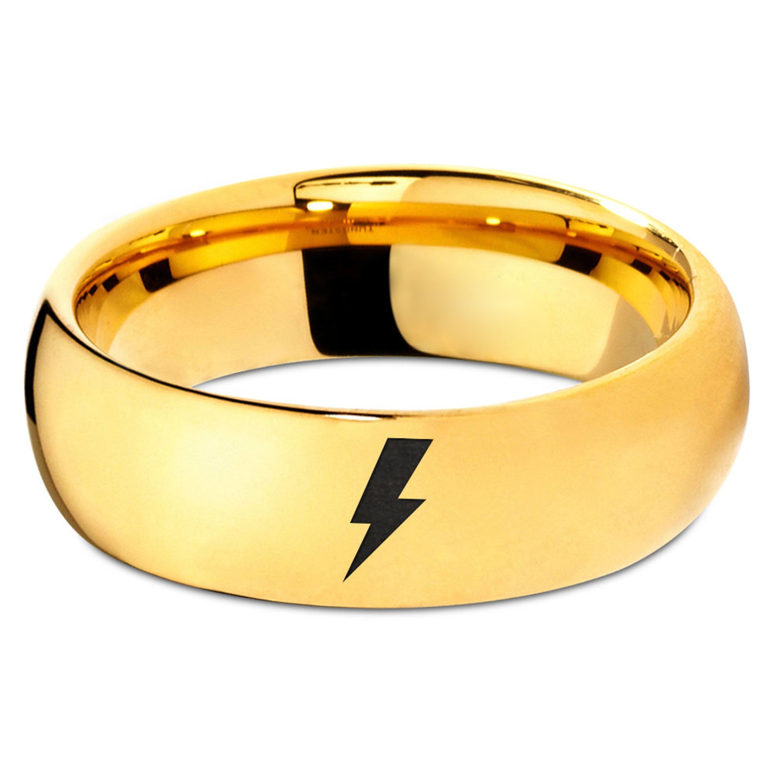 Lightning Bolt Ring Yellow Gold Wedding Ring Men 7mm Etsy