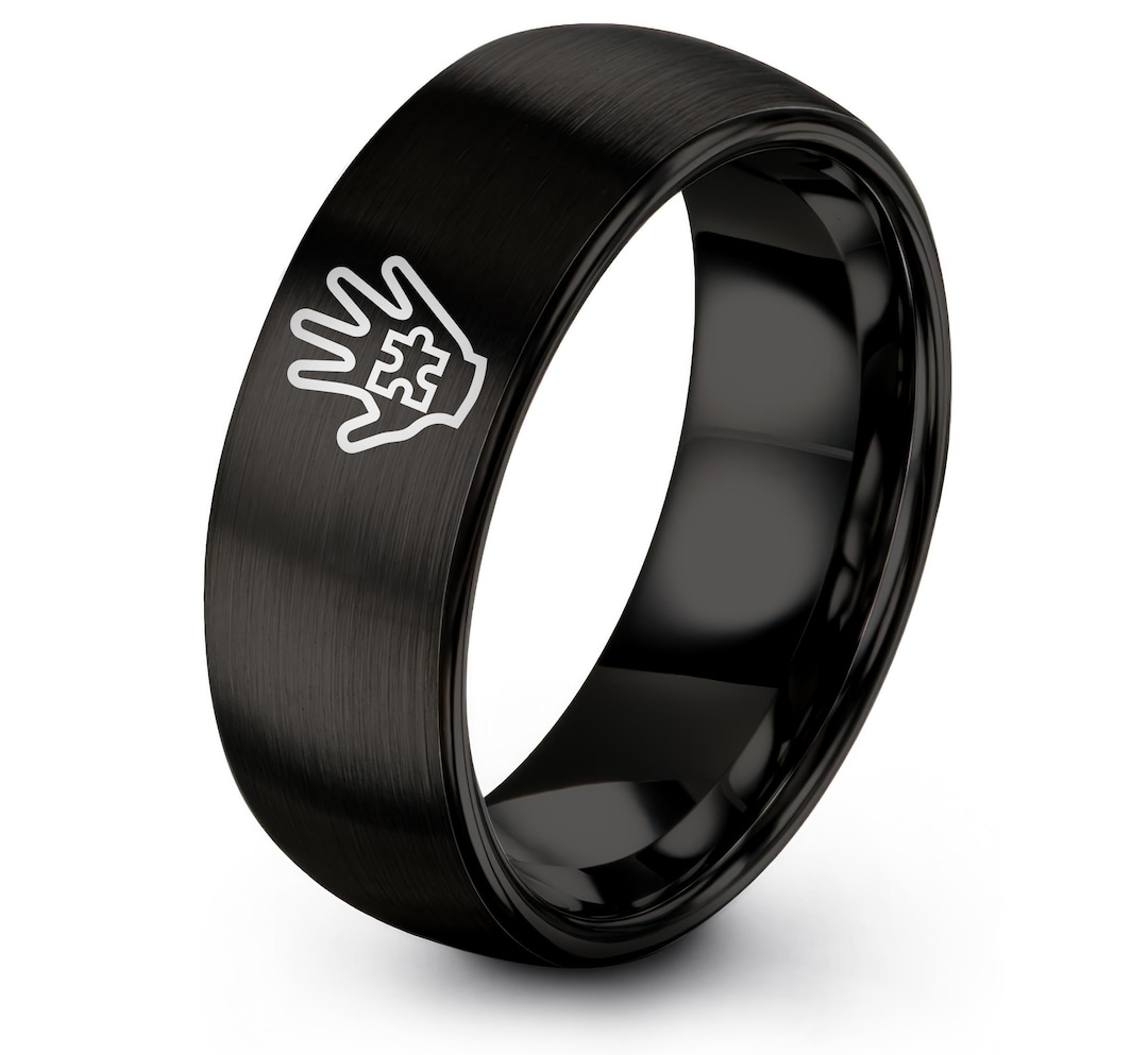 Gift for Autism Advocate - Autism With Puzzle Piece Handprint Ring ...