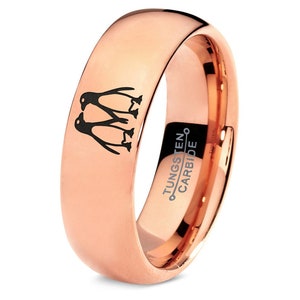 Penguin Ring | Jewelry Wedding Rings For Women | Rose Gold Tungsten Rings For Men | Adjustable Ring | Promise Ring | Valentine Day Dift