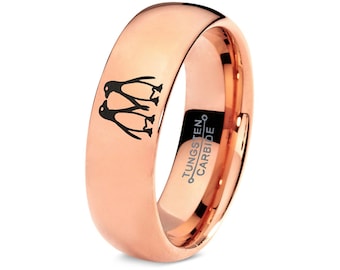 Penguin Ring | Jewelry Wedding Rings For Women | Rose Gold Tungsten Rings For Men | Adjustable Ring | Promise Ring | Valentine Day Dift