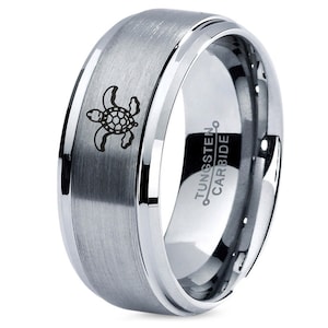 Sea Turtle Ring, Mens Silver Wedding Band, Engagement Rings Tungsten, Silver Rings For Women, Couple Rings, Birthday Gifts, Gifts For Dad