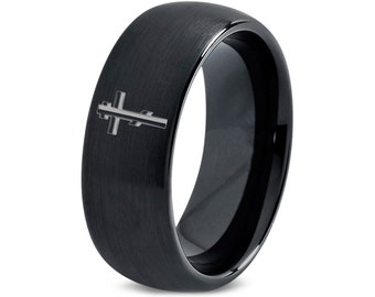 Eastern Orthodox Ring - Male Wedding Band Black - Black Tungsten Ring  - Gifts For Him - Personalized Gifts - Christmas Gift For Women