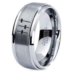 Music Record Analog Volume Button Ring | Silver Wedding Band Men | Mens Ring Tungsten | Jewelry For Women | Gifts For Musician | 8mm Ring