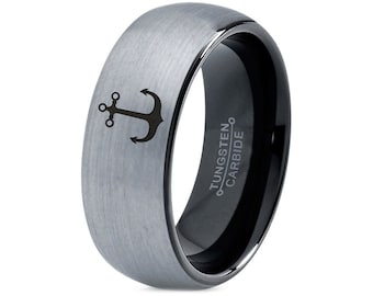 Men Anchor Sailor Ring, Special Wedding Ring, Tungsten Silver Ring, Rings For Men, Laser Engraved Ring, Anniversary Gifts, Ring For Navy