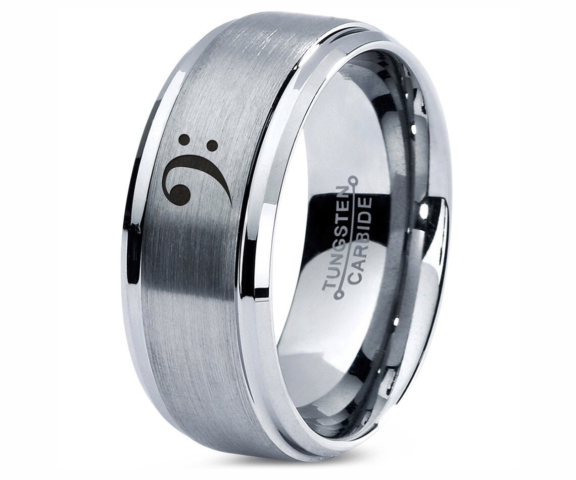 指輪・リング BASSCLEF Men's Ring Surgical Steel Chain Ring Bass Clef Note Ring,music Ring for Wedding,matching Tungsten