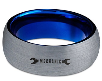 Tungsten Rings Wedding Rings For Mechanics Mechanic Wrench Ring