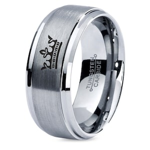 Berühmte königliche Tiara Kronenring, Krone Hochzeitsband Männer, Silber Wolfram Ring, Gravurband, König und Königin, Verlobungsring, Versprechensring