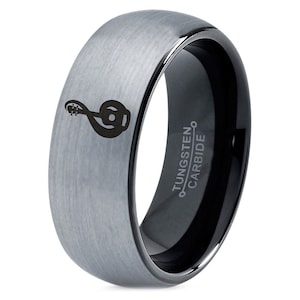 Music Note Ring,Acoustic Guitar Ring,Mens Black Wedding Ring,Tungsten Carbide Rings Black,Unique Rings Women,Gifts For Couples,Free Shipping
