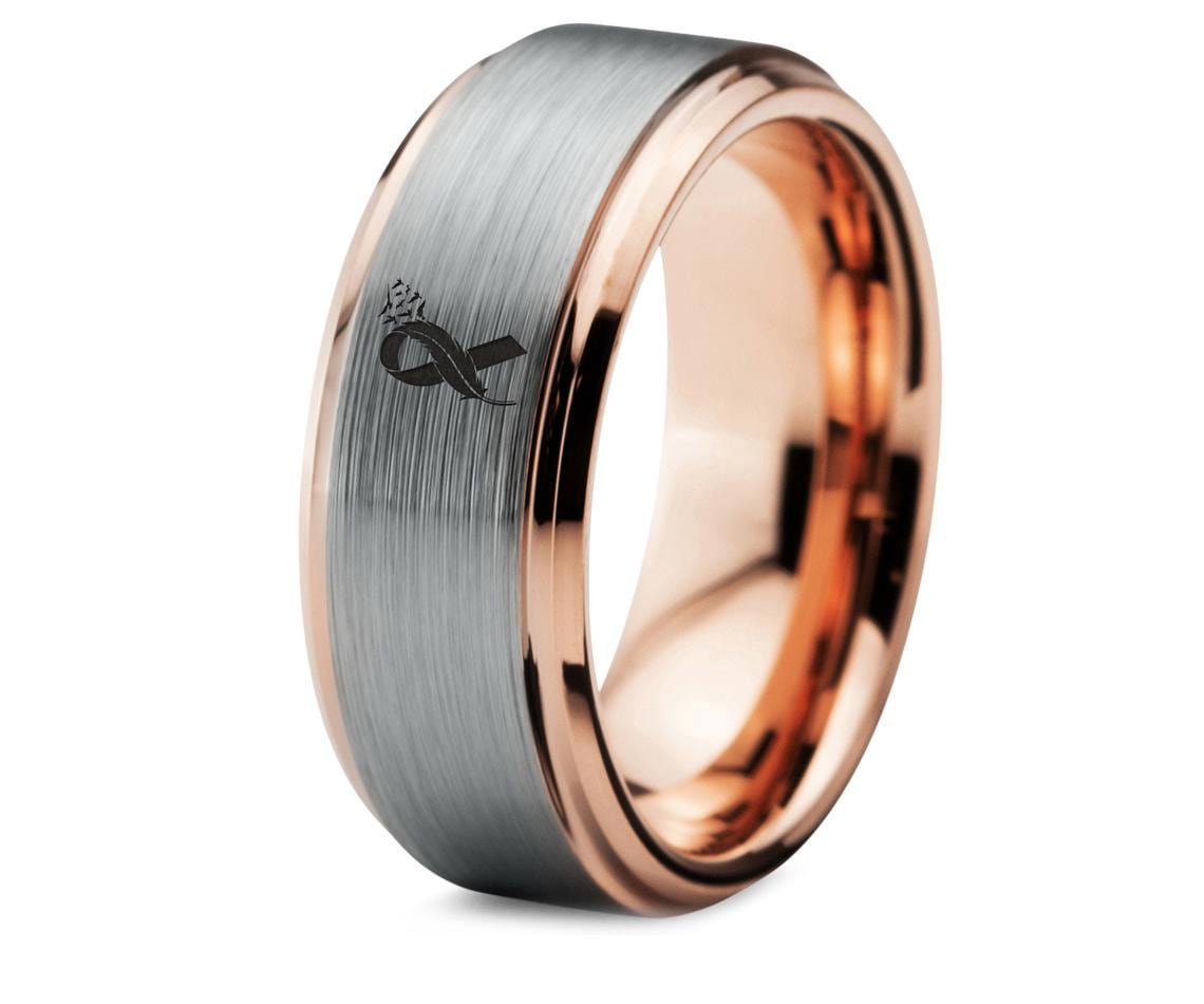 Breast Cancer Awareness Band With Engraved, Cancer Ribbon Ring