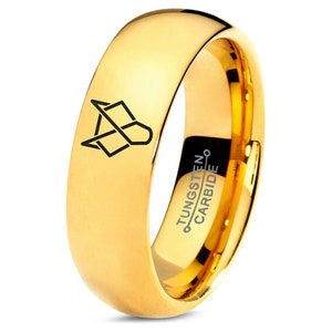 Geometric Wolf Ring | Gold Wedding Ring Mens | Tungsten Promise Ring | Rings For Women | Gifts For Him Unique | Gift For Her | Free Shipping