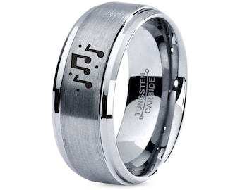 Musical Ring, Music Note Ring, Exclusive Wedding Band, Tungsten Rings For Him, Customized Rings, Promise Ring, Anniversary Gifts For Him