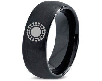 Sunburst Ring For Men,Shiny Linear Spark Ring,Black Tungsten Wedding Bands,Tungsten Rings For Women,Gifts For Nurse,Ring For Astronomer