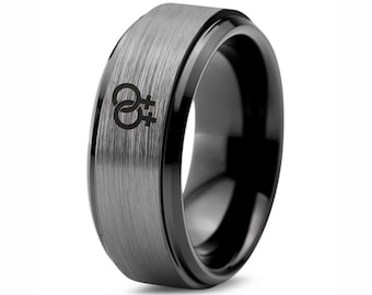 Lesbian Interlocking Symbol Ring | Brushed Wedding Rings | Men&#39;S Tungsten Ring | Adjustable Ring | Engraved Ring | Valentine Day Gift