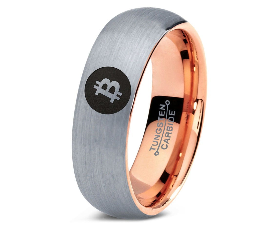 Buy Cryptocurrency Bitcoin Ring, Silver Wedding Ring Sets, Mens Rings  Tungsten Rose Gold, Couple Engagement Rings Sets, Gifts for Crypto Lover  Online in India - Etsy