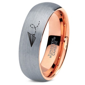 Tungsten Wedding Ring, Paper Plane Ring, Men Gifts, Gray Tungsten Rings, Rose Gold Rings For Women, Engagement Ring, Husband Wife Gifts