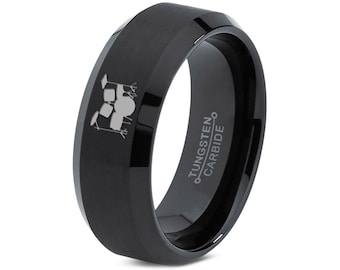 Rock Music Drum Ring, Ring For Musician, Tungsten Wedding Band Black, Valentine Gift, Engagement Ring, Promise Ring Men, Dad Gifts
