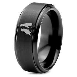 Penguin Ring For Wife, Couple Promise Ring, Tungsten Ring For Women, Valentine Gift, Gifts For Mom, Personalized Gift For Him