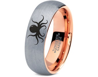 Custom Handmade Ring - Octopus Ring - Octopi Animal Ring - Tungsten Wedding Band - Engagement Ring For Women - Gifts For Her - Gifts For Him