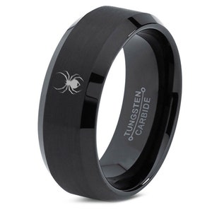 Spiderman Ring, Gifts For Him Unique, Black Tungsten Ring, Engraved Men&#39;s Promise Ring, Engagement Ring, Gifts For Boyfriend, Valentine Gift