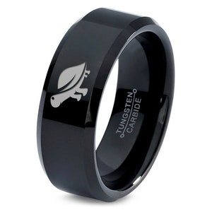 Turtle Wave Ring, Men's Wedding Ring Black, Polished Tungsten Band, Black Ring For Women, Promise Ring, Gift For Her Unique, Gifts For Him
