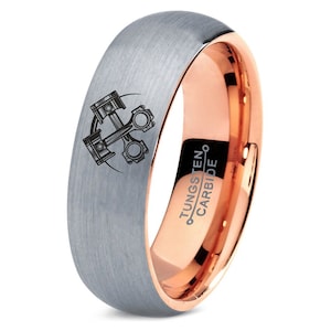 Piston Ring - Gift For Mechanic - Rose Gold Ring - Male Wedding Band - Gray Engagement Ring - Gifts For Her - Mens Ring - Anniversary Gifts