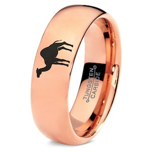 Camel Dromedary Ring | Womens Wedding Ring | Tungsten Rings For Women | Marriage Ring | Engraved Rose Gold Ring | 60th Anniversary Gifts