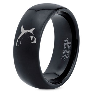 Mens Handmade Shark Ring | Gift Ideas For Men | Black Tungsten Engagement Ring | Couples Gifts For Him | Gift For Women | Boyfriend Gifts