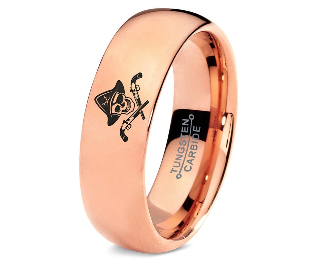 Rose Gold Wedding Ring,captain Pirate Weapon Gun Ring,matching Tungsten ...