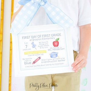 Watercolor First Day of School Sign | Fill-in the Blank 1st Day of School Sign | Printable & Editable | 1st Day of School Sign | 1055