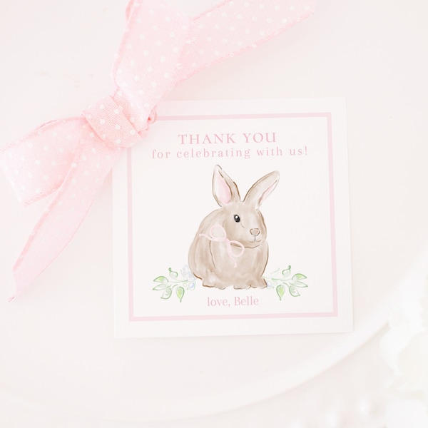 Watercolor Bunny Favor Tag | Editable Wording | Pink Some Bunny is ONE Party Favor Tag | Rabbit Birthday Party Decor | Boy Baby Shower 5003