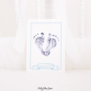 Carte d'empreinte de bébé de l'hôpital imprimable | 5x7 | Photos ou souvenir de l'hôpital du nouveau-né à l'aquarelle | Signe d'empreinte d'annonce de nouveau-né | 20003