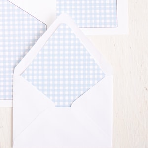 Forro de sobre de invitación de Gingham azul / Descarga imprimible / Descarga del delineador de sobre de Gingham azul A7 imprimible en acuarela / 1027