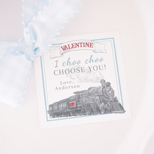 I Choo Choo Choose You Train Valentine Tag | Watercolor Train Valentine | Printable Download | School Classroom Valentine for Boy | 1021