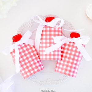 Roter Gingham Apfelmus Beutel Deckel | Druckbare Download | Joghurt Beutel Deckel | Apfelmus Anhänger | Geburtstag Schule Klassenzimmer | 9000 9003