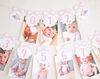 Baby Doll Party - Bow First Year Birthday Monthly Milestone Photo Banner Download 0102 1078