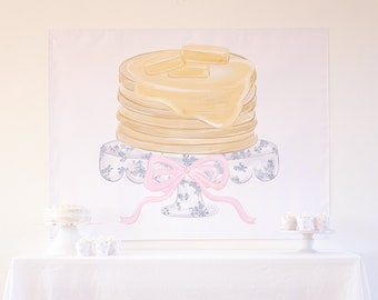 Pancakes & Pajamas Party Backdrop | Watercolor Pancakes and Pajamas Poster | Printable | Bridal Shower Brunch | Baby Shower 1019 5004
