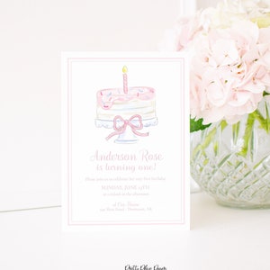 Watercolor Cake Birthday Invitation | Have Your Cake Birthday Invitation | Cake Theme First Birthday | Pink 1st Birthday | One Candle | 1059