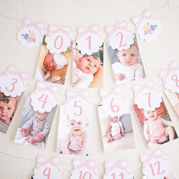 Baby Doll Party - Bow First Year Birthday Monthly Milestone Photo Banner Download 0102 1078