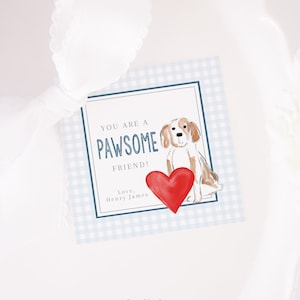 You are Pawsome! Puppy Dog Valentine Tag for Valentine's Day | Watercolor Printable Digital Download | Boy School Classroom Valentine | 1021