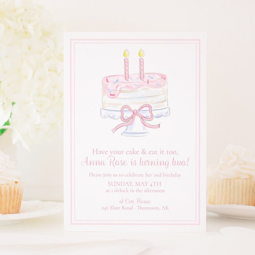 Have Your Cake and Eat It Two Invitation Watercolor Etsy