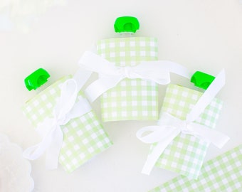 Light Green Gingham Applesauce Pouch Cover | Printable Download | Watercolor Yogurt Pouch | Applesauce Tag | Birthday School Classroom 7000