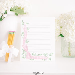 Roze pastellint en boog bekleed aquarel afdrukbaar briefpapier voor kinderen | Girly brief aan de kerstman of kerstverlanglijst downloaden 2001