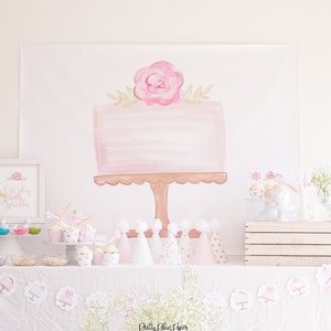 Cake Watercolor Printable Party Backdrop Poster Scarica 1011 per Cake Party, Cake Decorating Party, Have Your Cake & Eat It Two Too Sweet